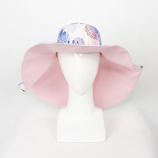 کلاه لبه بلند برگ صورتی آبی 4