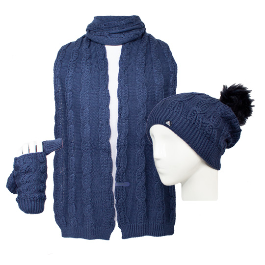 سه تیکه کلاه منگلوله دار طرح مارپیچ 15018abi-li