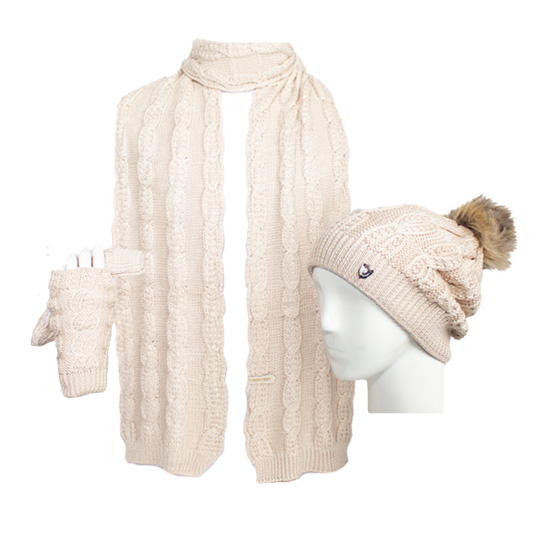 سه تیکه کلاه منگلوله دار طرح مارپیچ 15018kerem