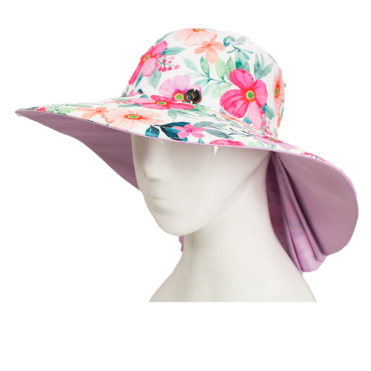 کلاه پشت پیلی دار گل صورتی 11-1