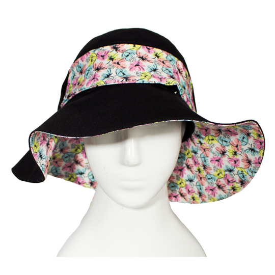 کلاه پشت پاپیونی گل ریز 3-2band-dar