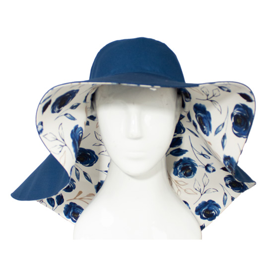 کلاه لب بلند گل رز آبی 8-3posht-boland