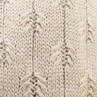 سه تکه طرح شکوفه کلاه پوم دار و شال بلند و دستپوش طرح شکوفه کرم تیره