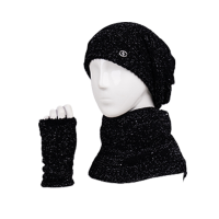 سه تکه آران خط گل کلاه فرانسوی و شال گردنی و دستپوش آران خط گل