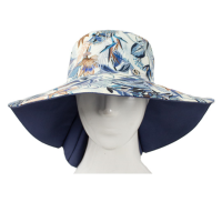 کلاه پیلی دار گل آبی برگ بژ 1 1