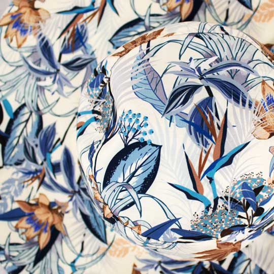 کلاه پیلی دار گل آبی برگ بژ 1-5