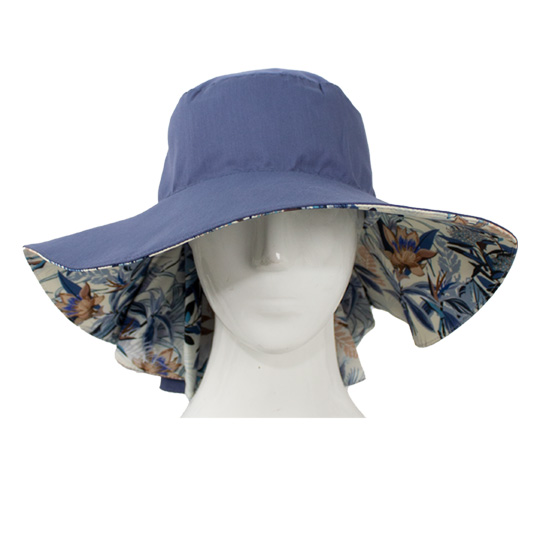 کلاه پیلی دار گل آبی برگ بژ 1-4