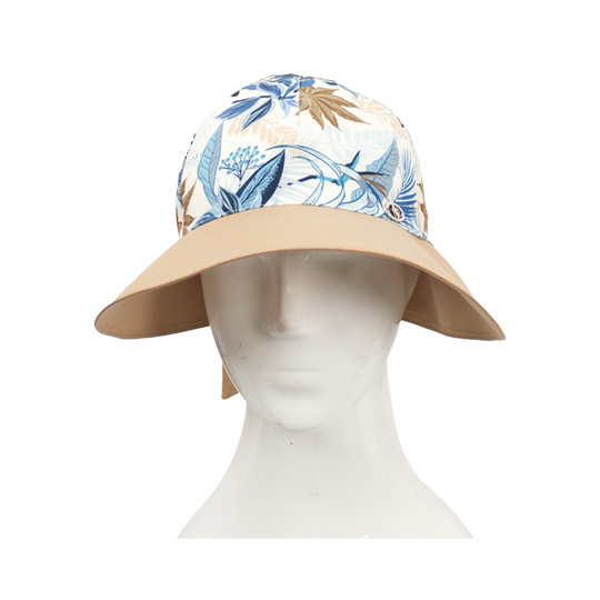 کلاه شش پر نقاب گل آبی برگ بژ neghab4-3