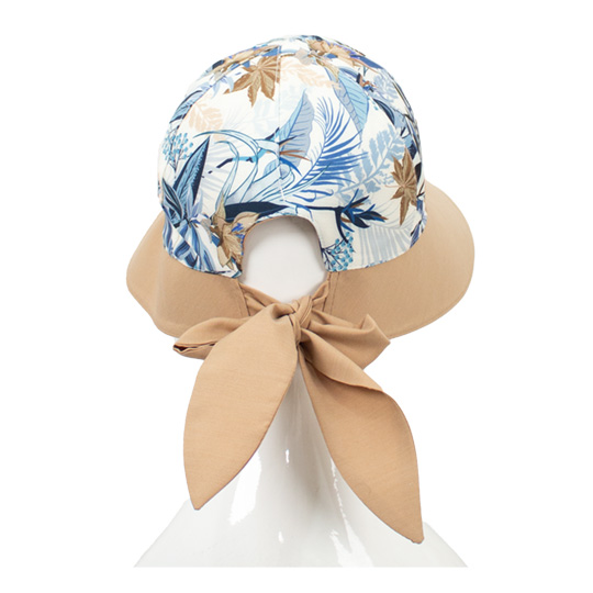 کلاه شش پر نقاب گل آبی برگ بژ neghab4-1