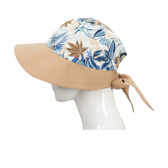 کلاه شش پر نقاب گل آبی برگ بژ neghab4-2