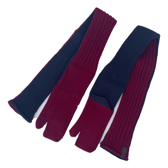 جوراب ساق بلند مارپیچ دو رنگ زرشکی