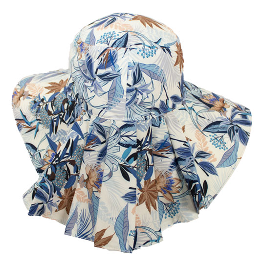 کلاه پیلی دار گل آبی برگ بژ 5-2