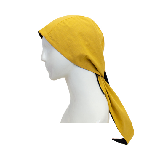 دستمال سر گره ای مشکی-خردلی 2-5