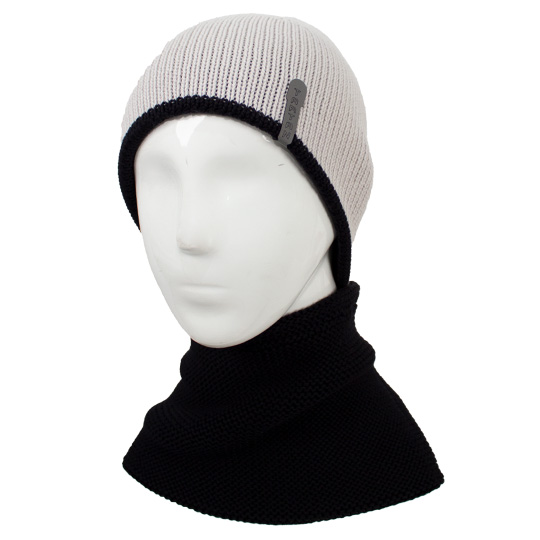 دو تکه بافت رو ساده دورو کلاه-دورو-شال-رینگی-بافت-طوسی-روشن