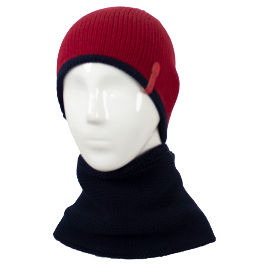 دو تکه بافت رو ساده دورو کلاه-دورو-شال-رینگی-بافت-قرمز