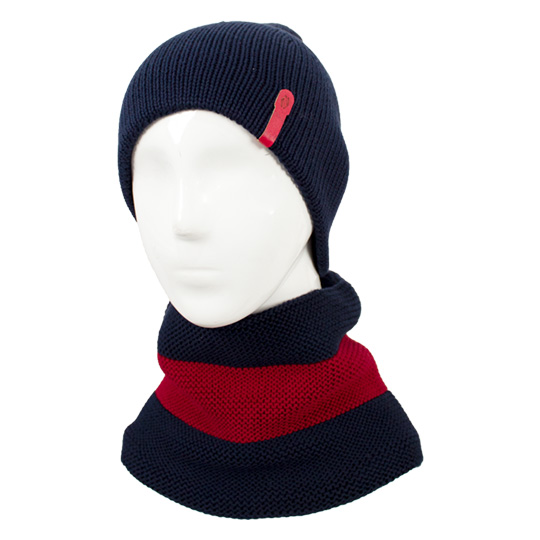 دو تکه بافت رو ساده دورو کلاه-دورو-شال-رینگی-بافت-دو-رنگ-قرمز