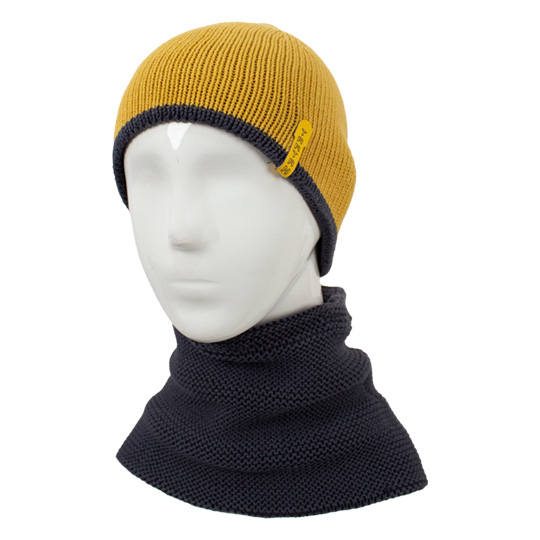 دو تکه بافت رو ساده دورو کلاه-دورو-شال-رینگی-بافت-خردلی