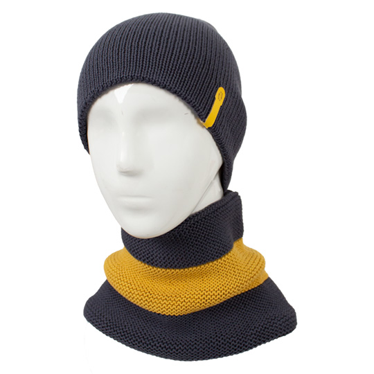 دو تکه بافت رو ساده دورو کلاه-دورو-شال-رینگی-بافت-دو-رنگ-خردلی