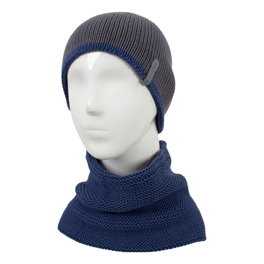 دو تکه بافت رو ساده دورو کلاه-دورو-شال-رینگی-بافت-طوسی-تیره