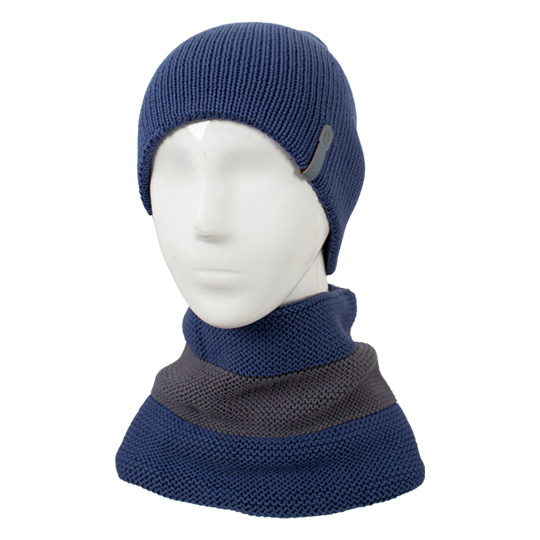 دو تکه بافت رو ساده دورو کلاه-دورو-شال-رینگی-بافت-دو-رنگ-طوسی-تیره