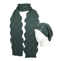 دو تکه آران ژور طرح برگ شال و کلاه فرانسوی صورتی