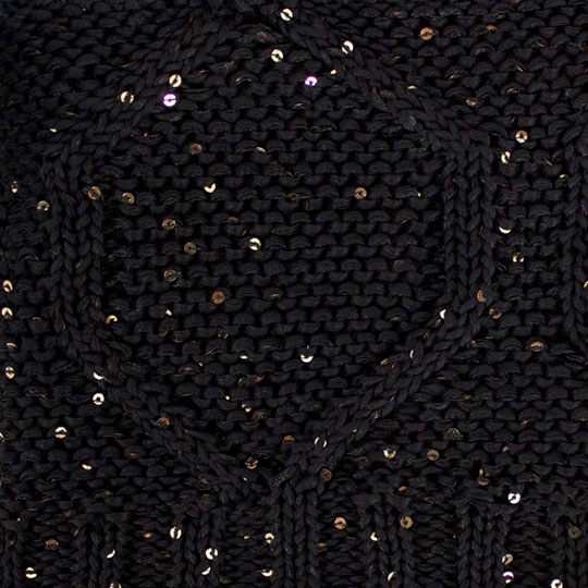 دو تکه آران لوزی با نخ پولک طرح-بافت-مشکی