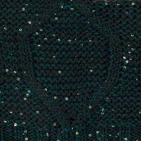 دو تکه آران لوزی با نخ پولک کلاه پوم دار و شال رینگی داخل خز نخ پولک سبز