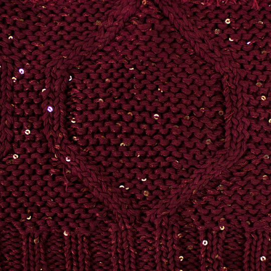 دو تکه آران لوزی با نخ پولک طرح-بافت-زرشکی