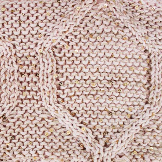 دو تکه آران لوزی با نخ پولک طرح-بافت-صورتی-روشن
