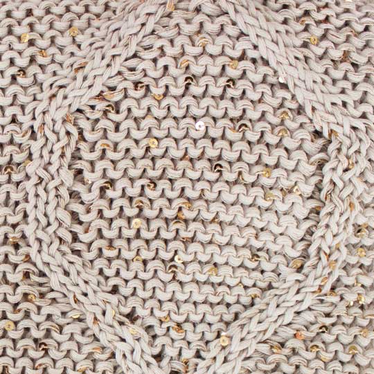 دو تکه آران لوزی با نخ پولک طرح-بافت-کرم