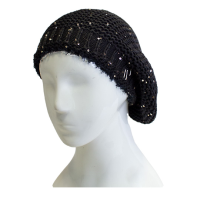 کلاه فرانسوی لیس لیس نخ پولک کلاه فرانسوی مشکی