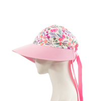 کلاه شش پر نقاب بلند گلدار طرح آبرنگی شش پر نقاب بلند گل شیری صورتی روشن