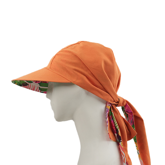 کلاه گره ای طرح هاوایی گل دار نارنجی