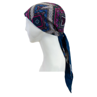 دستمال سر طرح خشتی ریز دستمال سر گره ای طرح خشتی سرمه ای