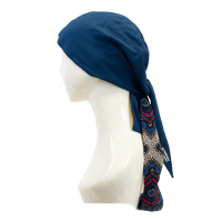 دستمال سر طرح خشتی ریز دستمال سر گره ای طرح خشتی سرمه ای